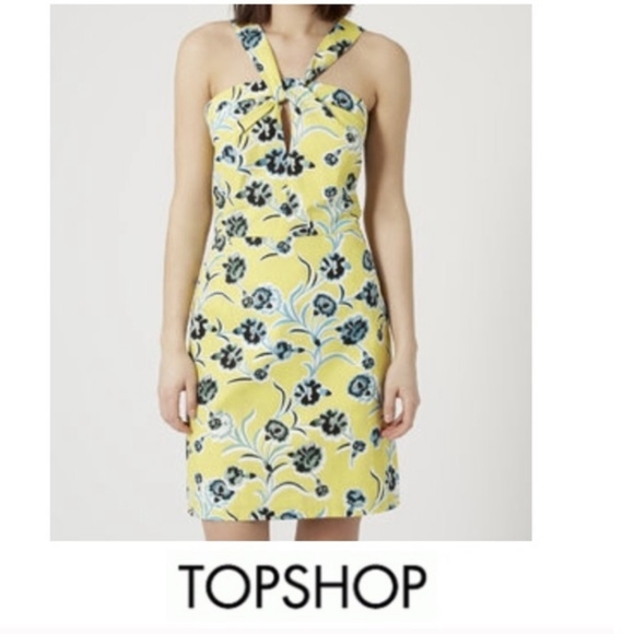 yellow floral halter dress